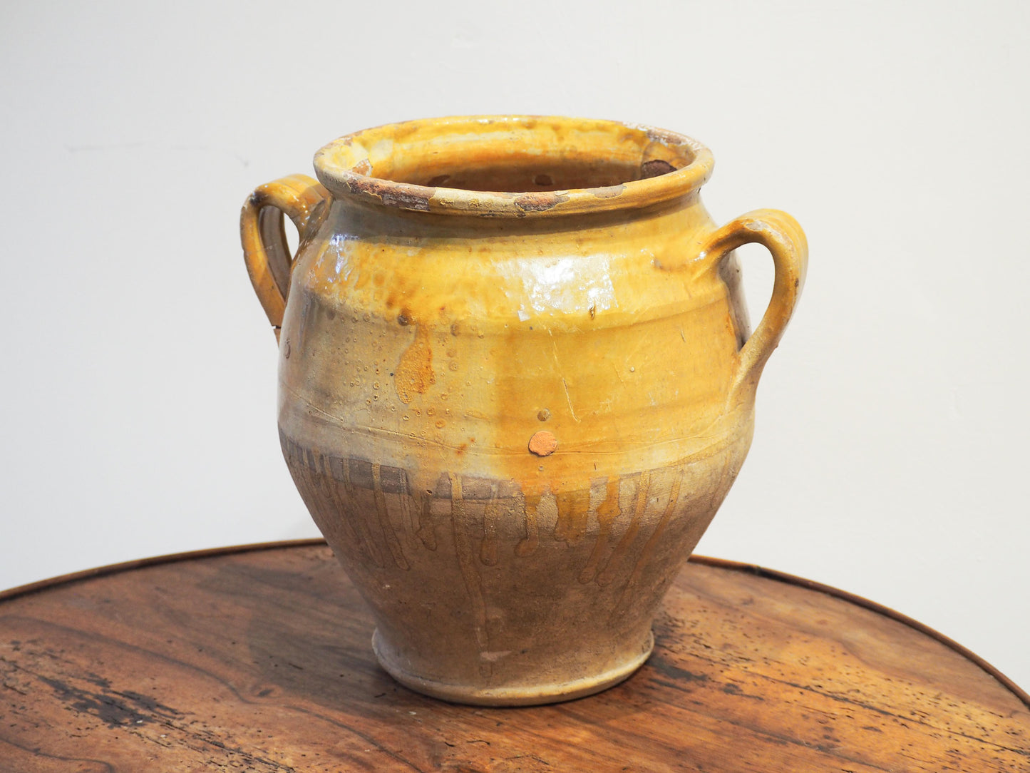 Vintage Antique French Yellow Glazed Confit Pot / Preservation Jar