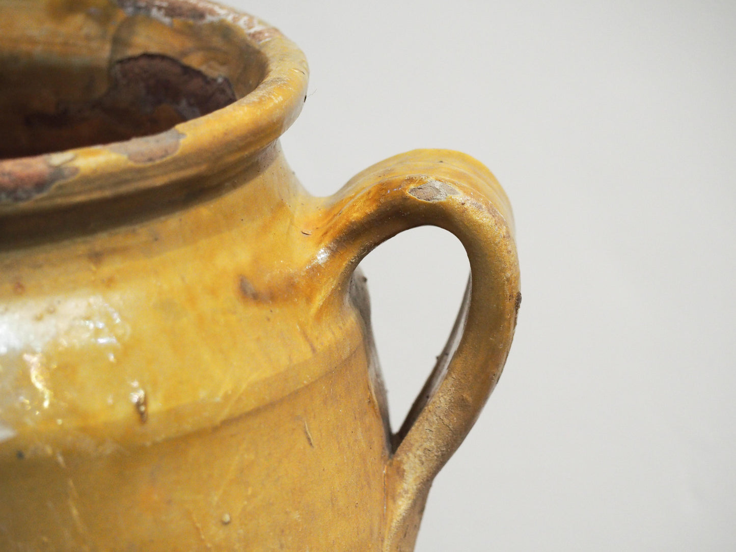 Vintage Antique French Yellow Glazed Confit Pot / Preservation Jar