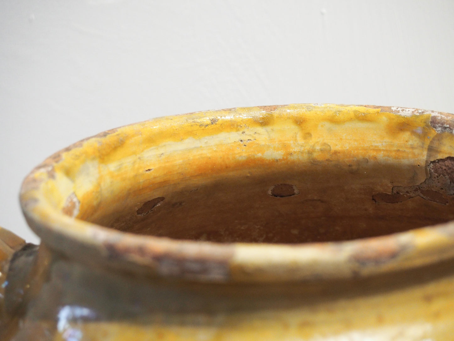 Vintage Antique French Yellow Glazed Confit Pot / Preservation Jar