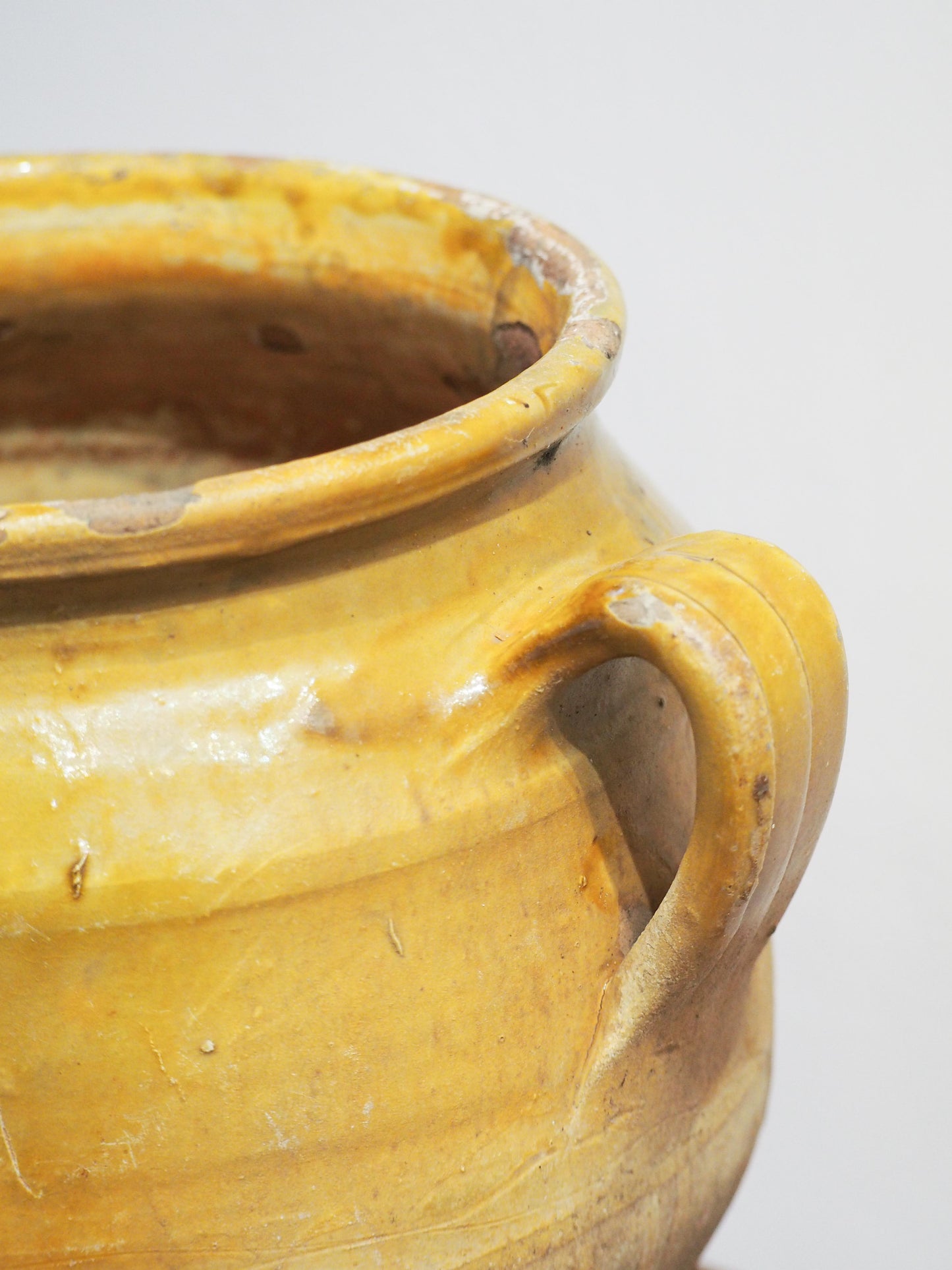 Vintage Antique French Yellow Glazed Confit Pot / Preservation Jar