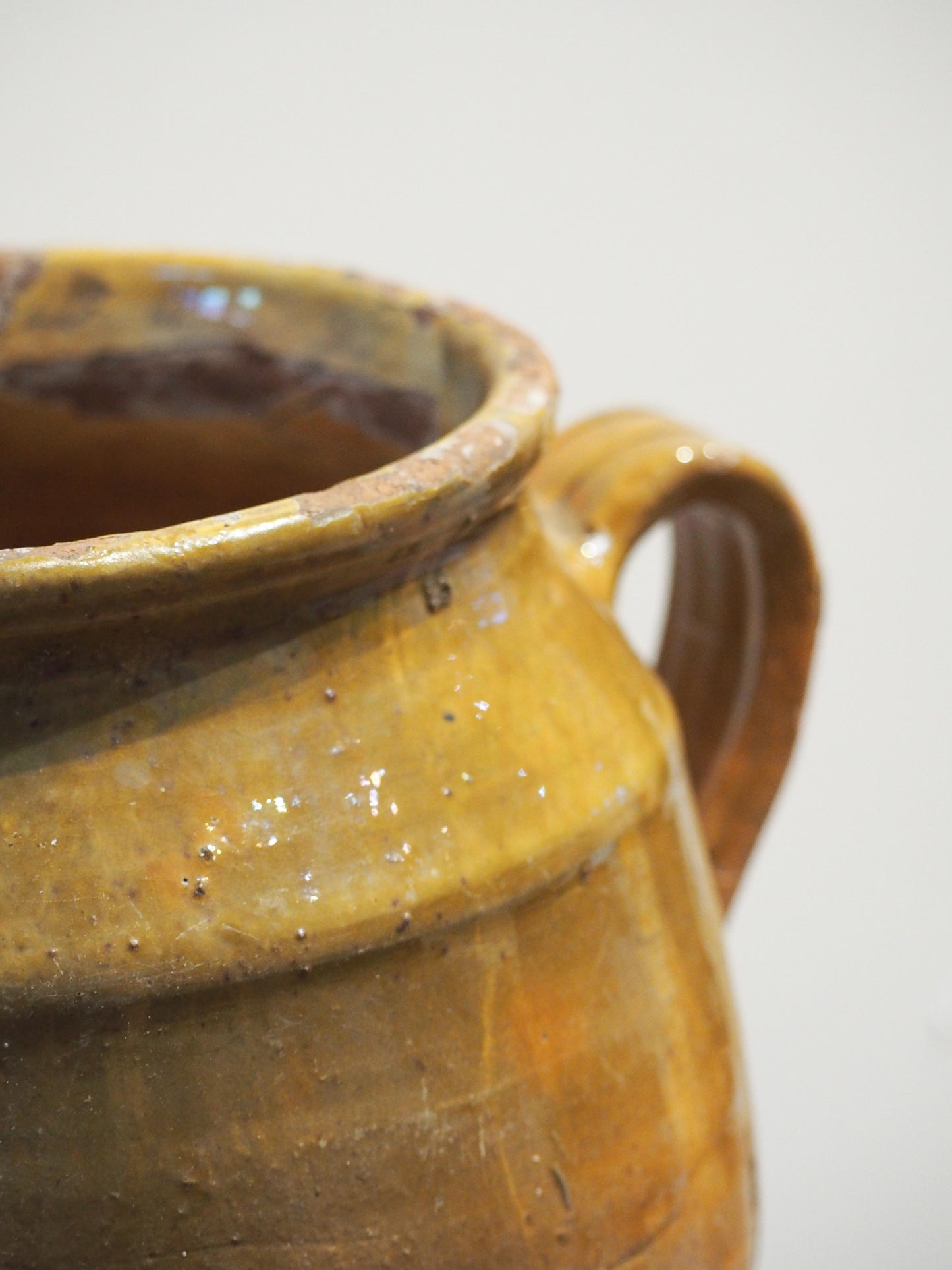 Vintage Antique French Yellow Glazed Confit Pot / Preservation Jar