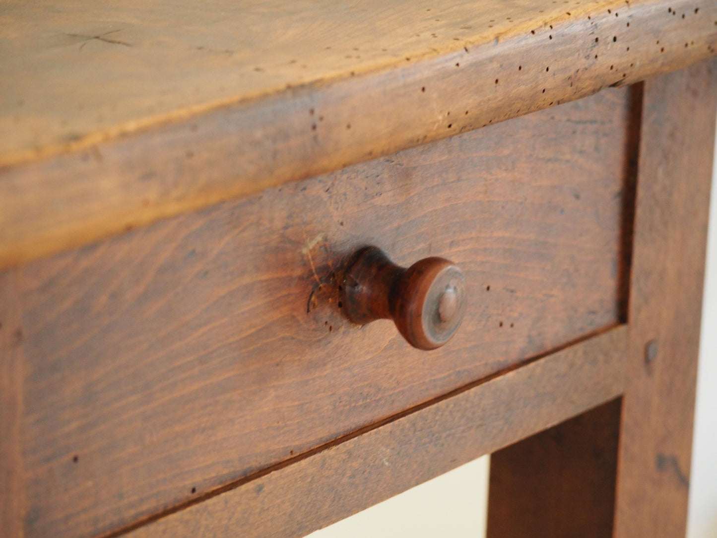 Antique Vintage 19th Century French Fruitwood Table with Drawers / Console Table / Desk