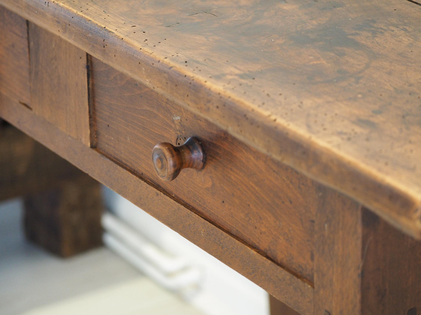 Antique Vintage 19th Century French Fruitwood Table with Drawers / Console Table / Desk