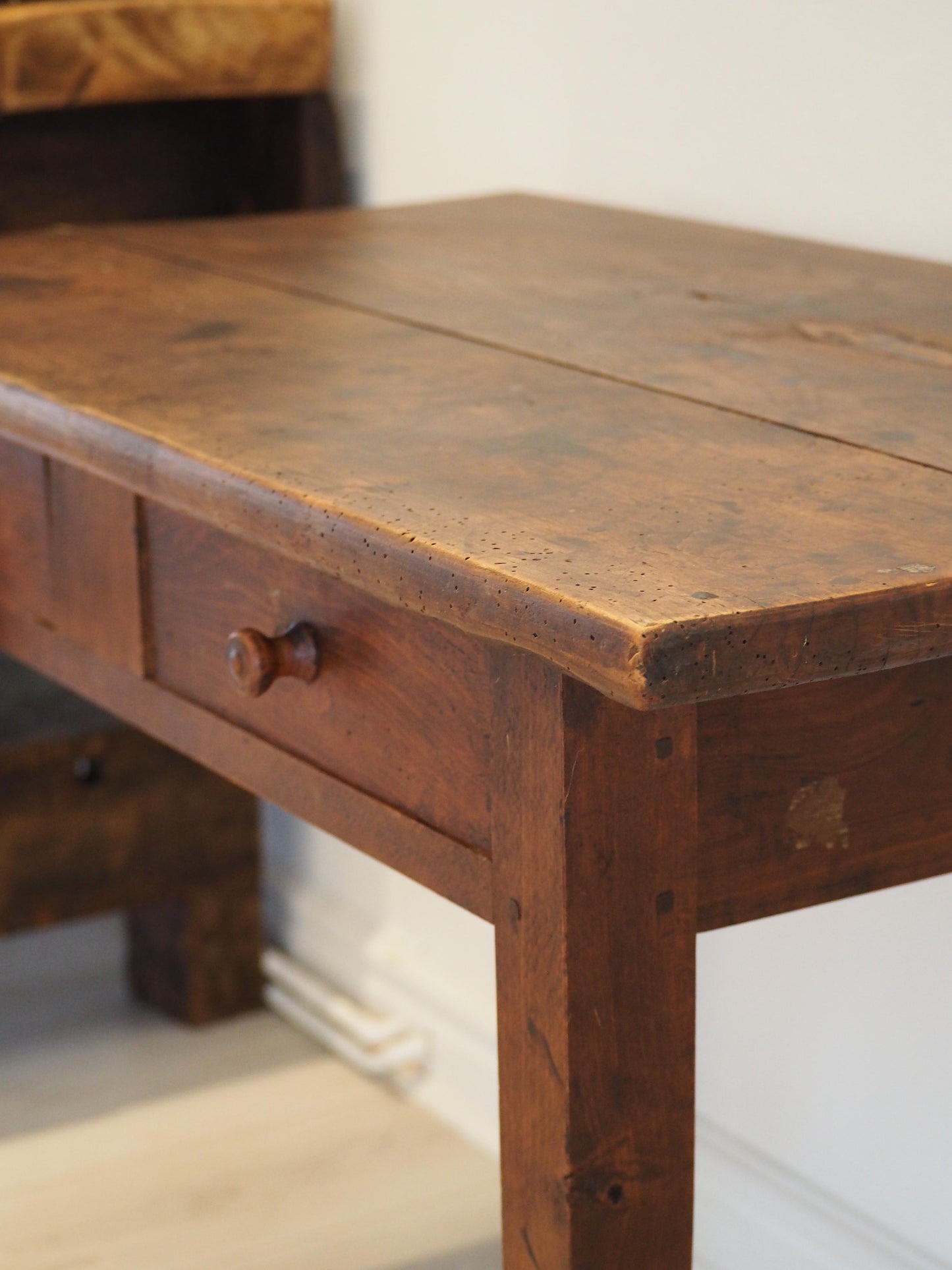 Antique Vintage 19th Century French Fruitwood Table with Drawers / Console Table / Desk