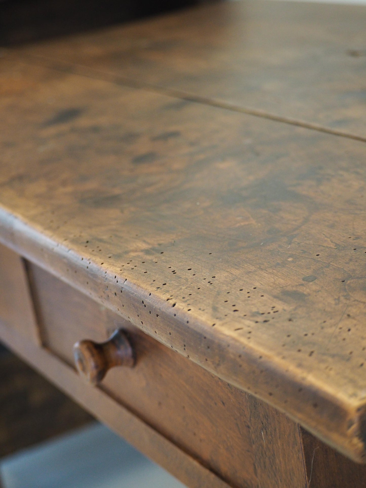 Antique Vintage 19th Century French Fruitwood Table with Drawers / Console Table / Desk