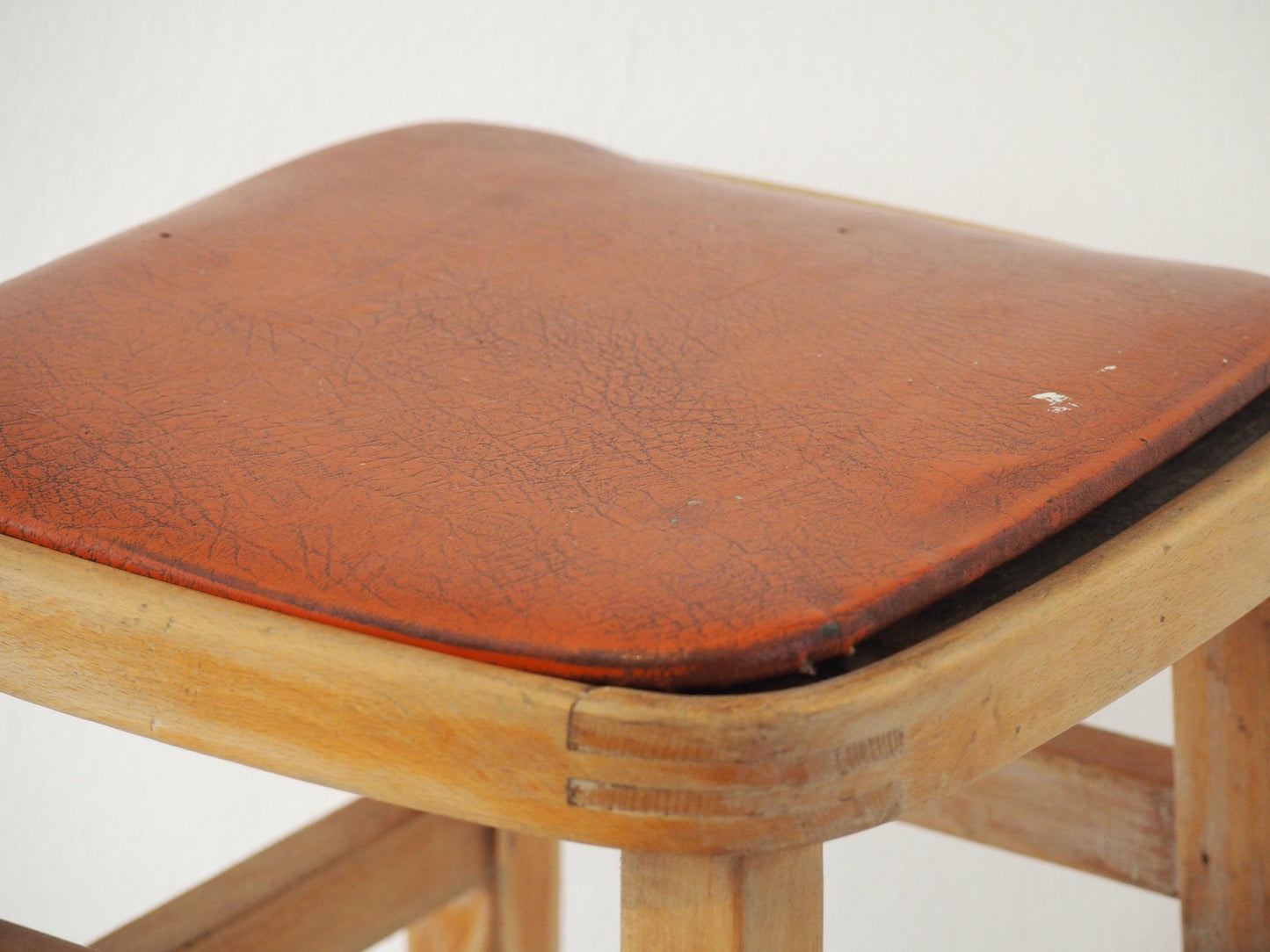 Vintage Mid-Century English Beech Wooden Stools with Colourful Seat Pads / Bar Stools / Seating (Sold Individually)