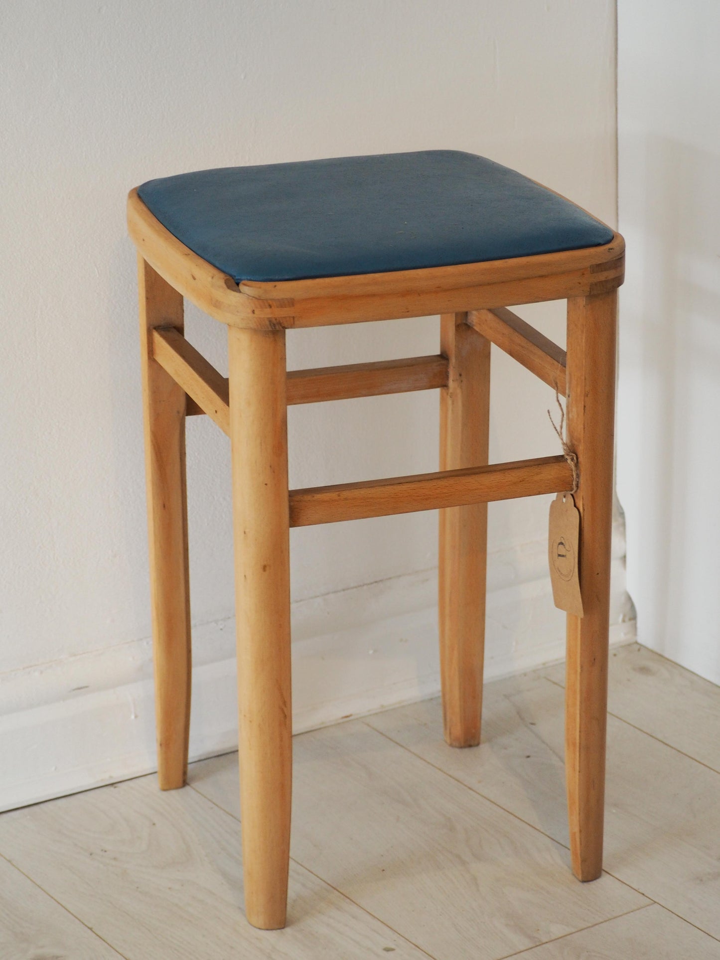 Vintage Mid-Century English Beech Wooden Stools with Colourful Seat Pads / Bar Stools / Seating (Sold Individually)