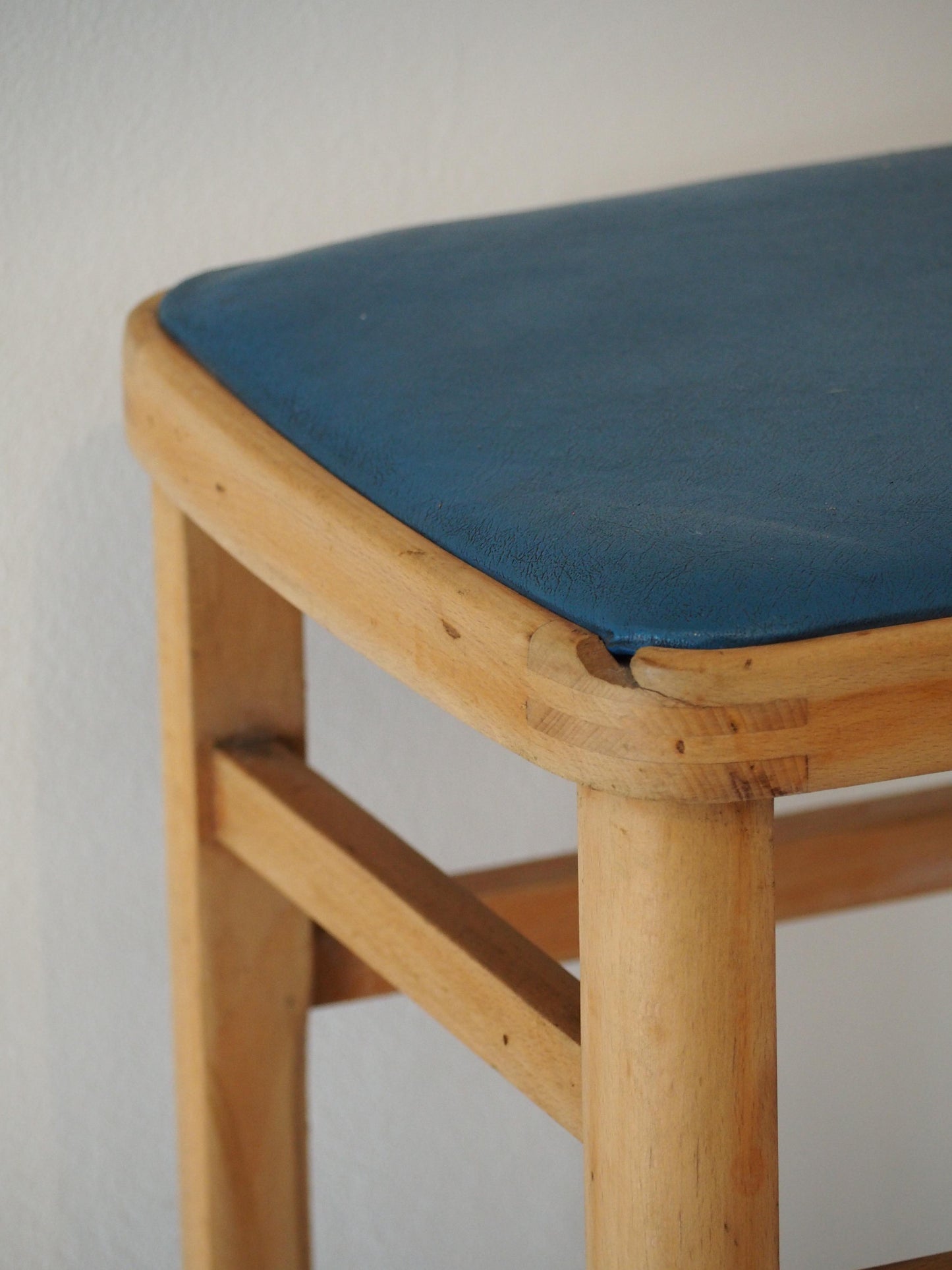 Vintage Mid-Century English Beech Wooden Stools with Colourful Seat Pads / Bar Stools / Seating (Sold Individually)