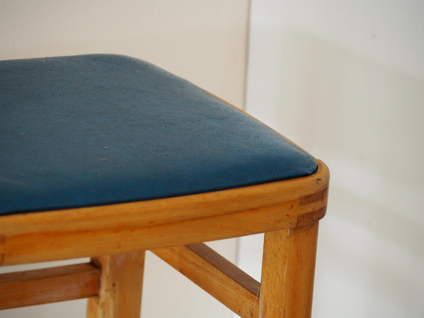 Vintage Mid-Century English Beech Wooden Stools with Colourful Seat Pads / Bar Stools / Seating (Sold Individually)