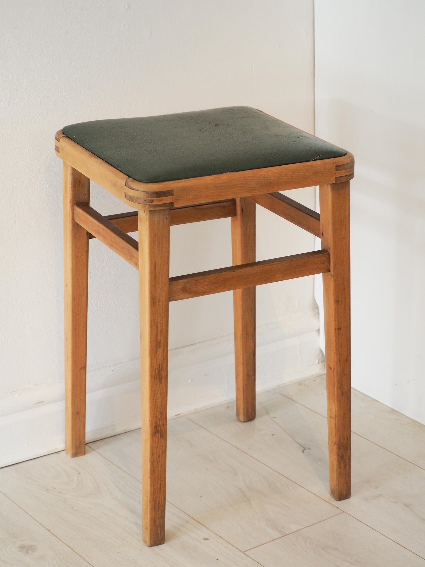 Vintage Mid-Century English Beech Wooden Stools with Colourful Seat Pads / Bar Stools / Seating (Sold Individually)