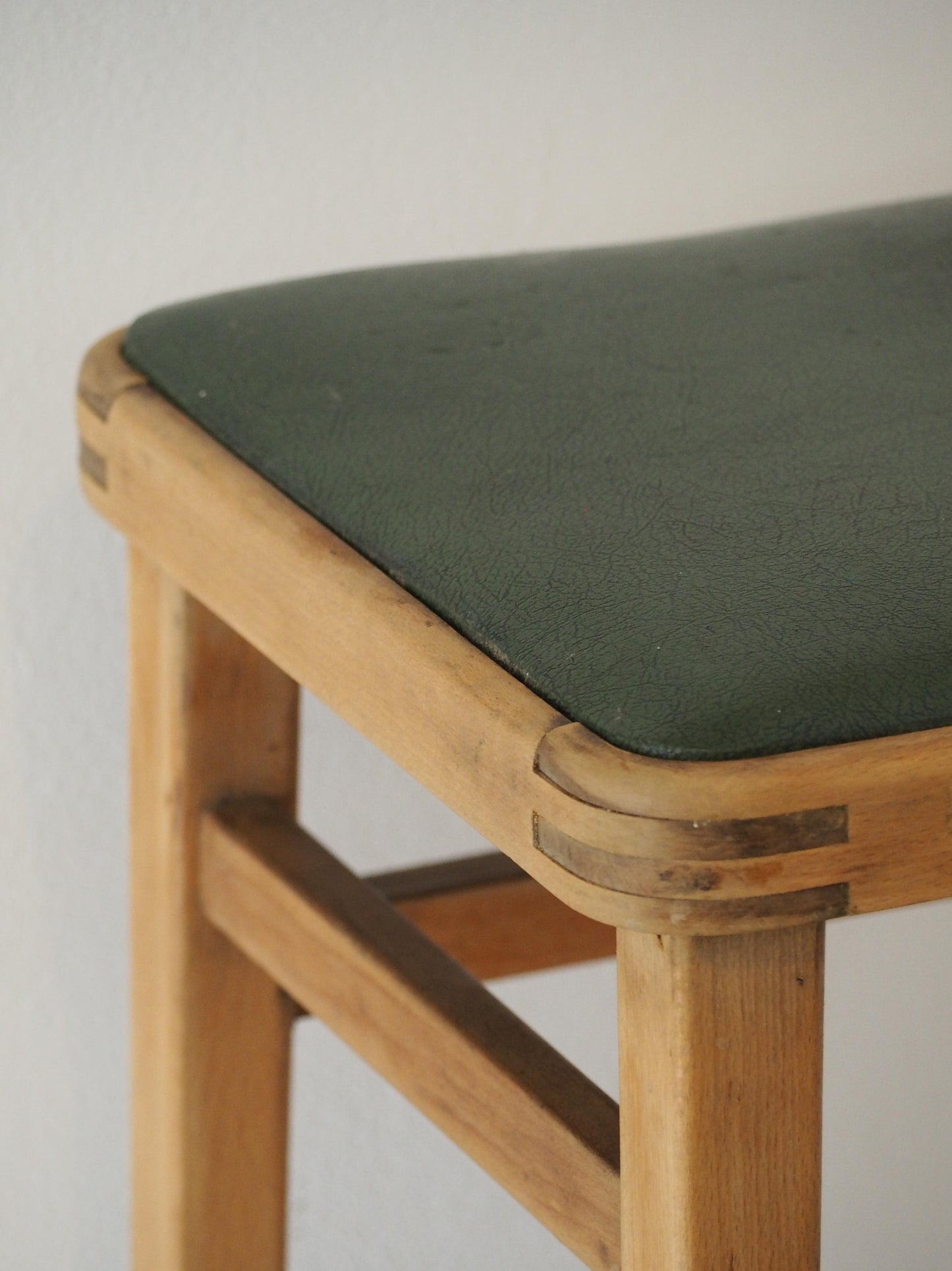 Vintage Mid-Century English Beech Wooden Stools with Colourful Seat Pads / Bar Stools / Seating (Sold Individually)