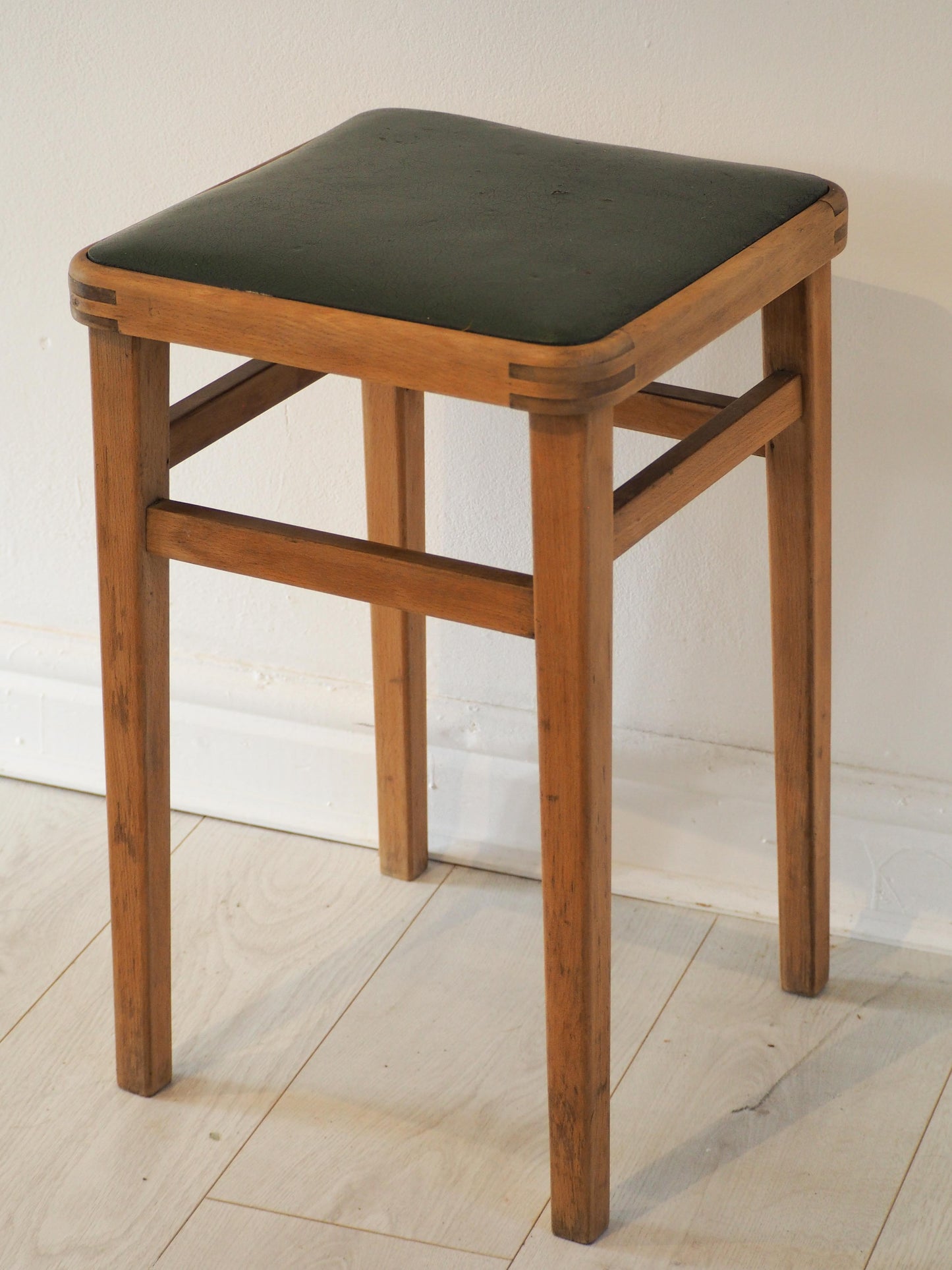 Vintage Mid-Century English Beech Wooden Stools with Colourful Seat Pads / Bar Stools / Seating (Sold Individually)