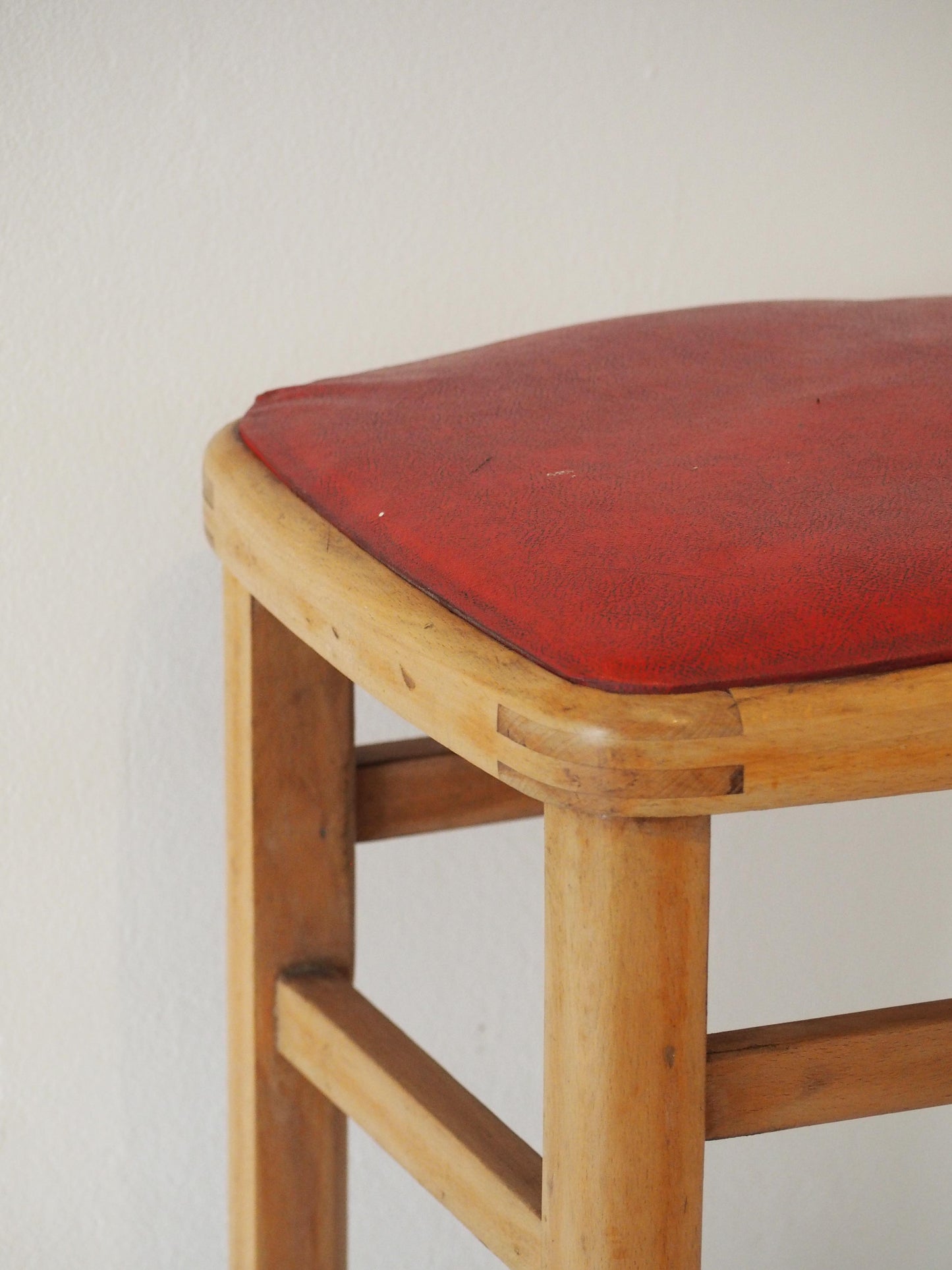 Vintage Mid-Century English Beech Wooden Stools with Colourful Seat Pads / Bar Stools / Seating (Sold Individually)
