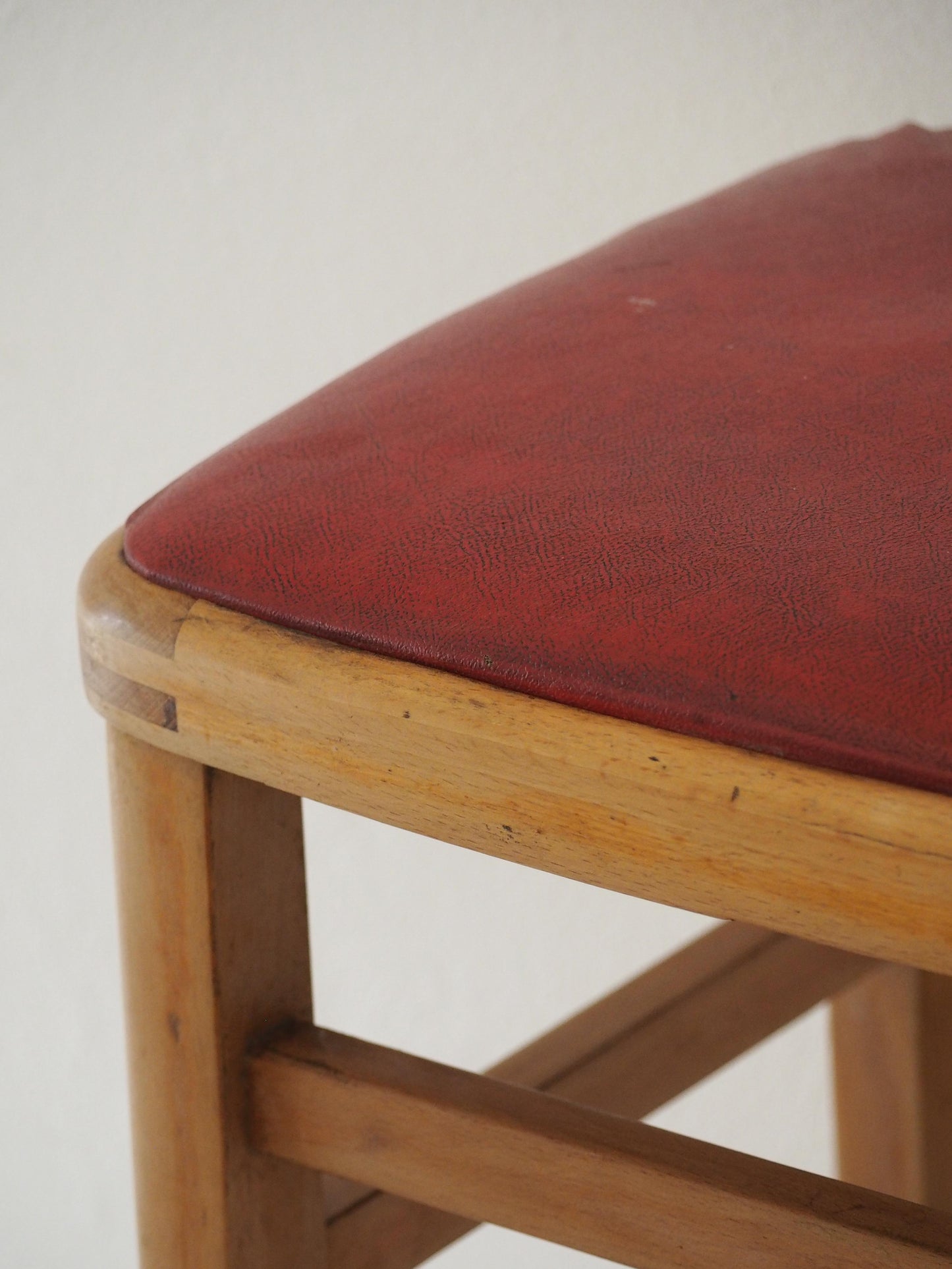 Vintage Mid-Century English Beech Wooden Stools with Colourful Seat Pads / Bar Stools / Seating (Sold Individually)