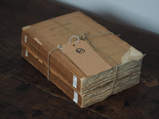 Bundle of Old Vintage French Paper Back Books / Rustic Decorative Book