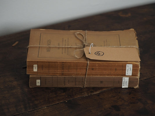 Bundle of Old Vintage French Paper Back Books / Rustic Decorative Book