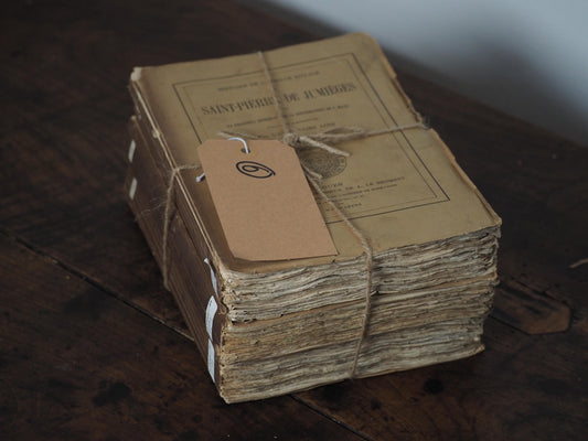 Bundle of Old Vintage French Paper Back Books / Rustic Decorative Book