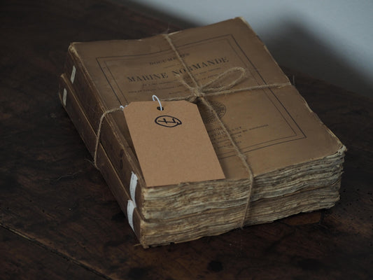 Bundle of Old Vintage French Paper Back Books / Rustic Decorative Book