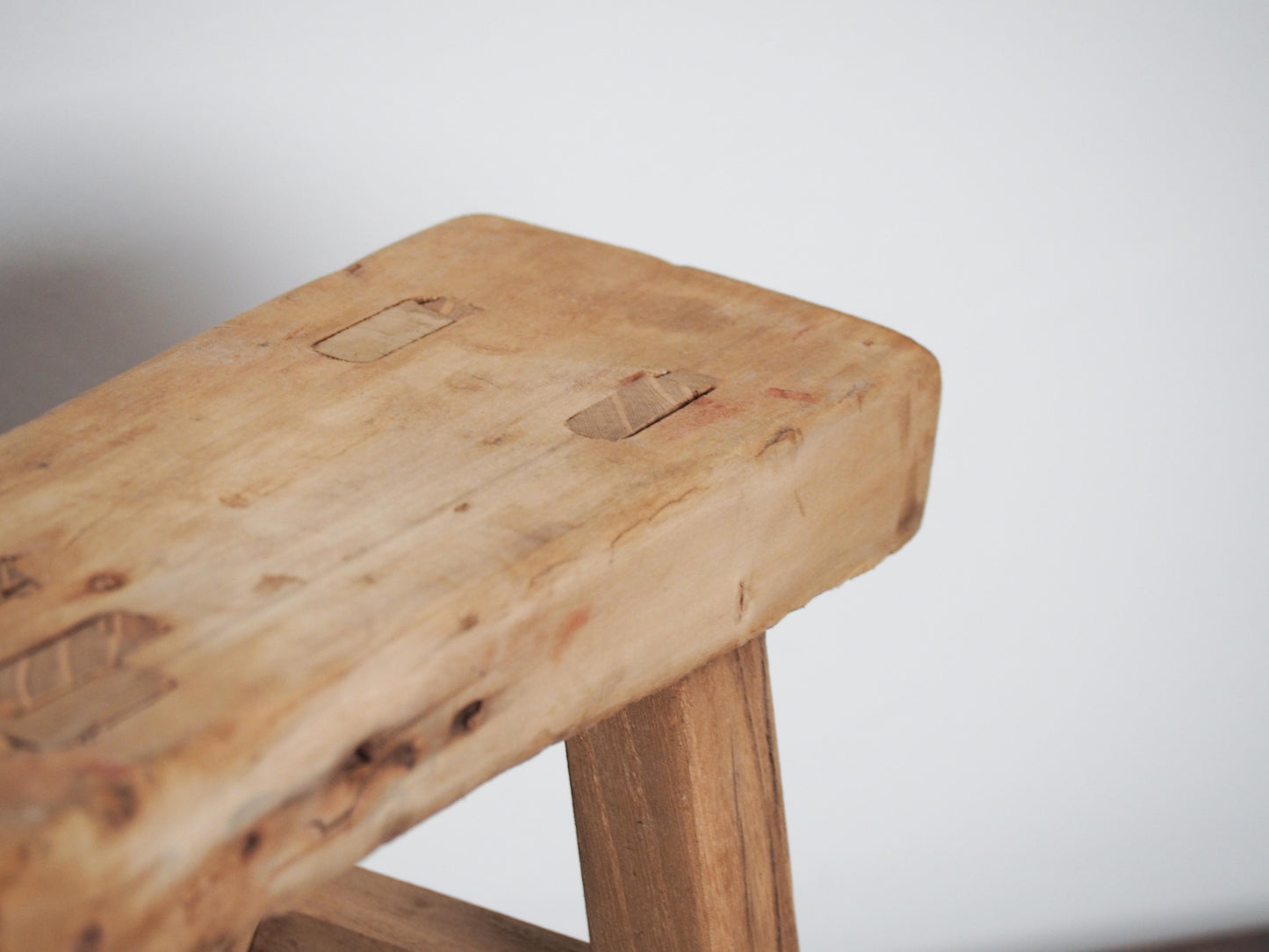 Antique Vintage Small Elm Rustic Wooden Farmhouse Stool / Milking Stool