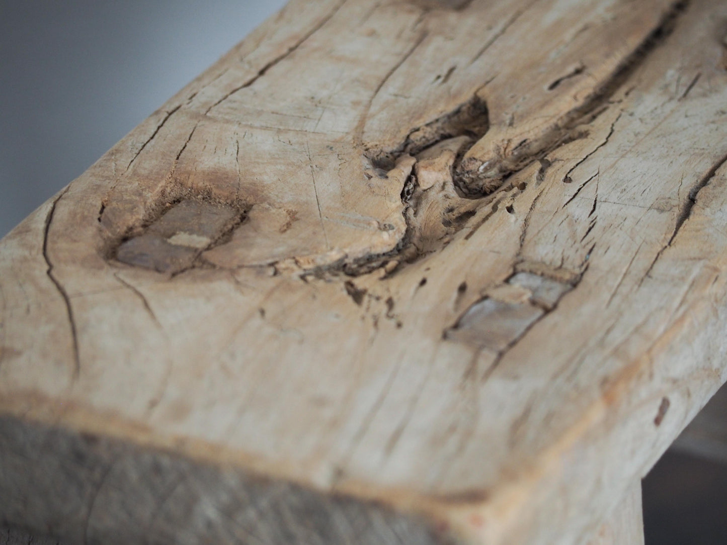 Antique Vintage Small Elm Rustic Wooden Farmhouse Stool / Milking Stool
