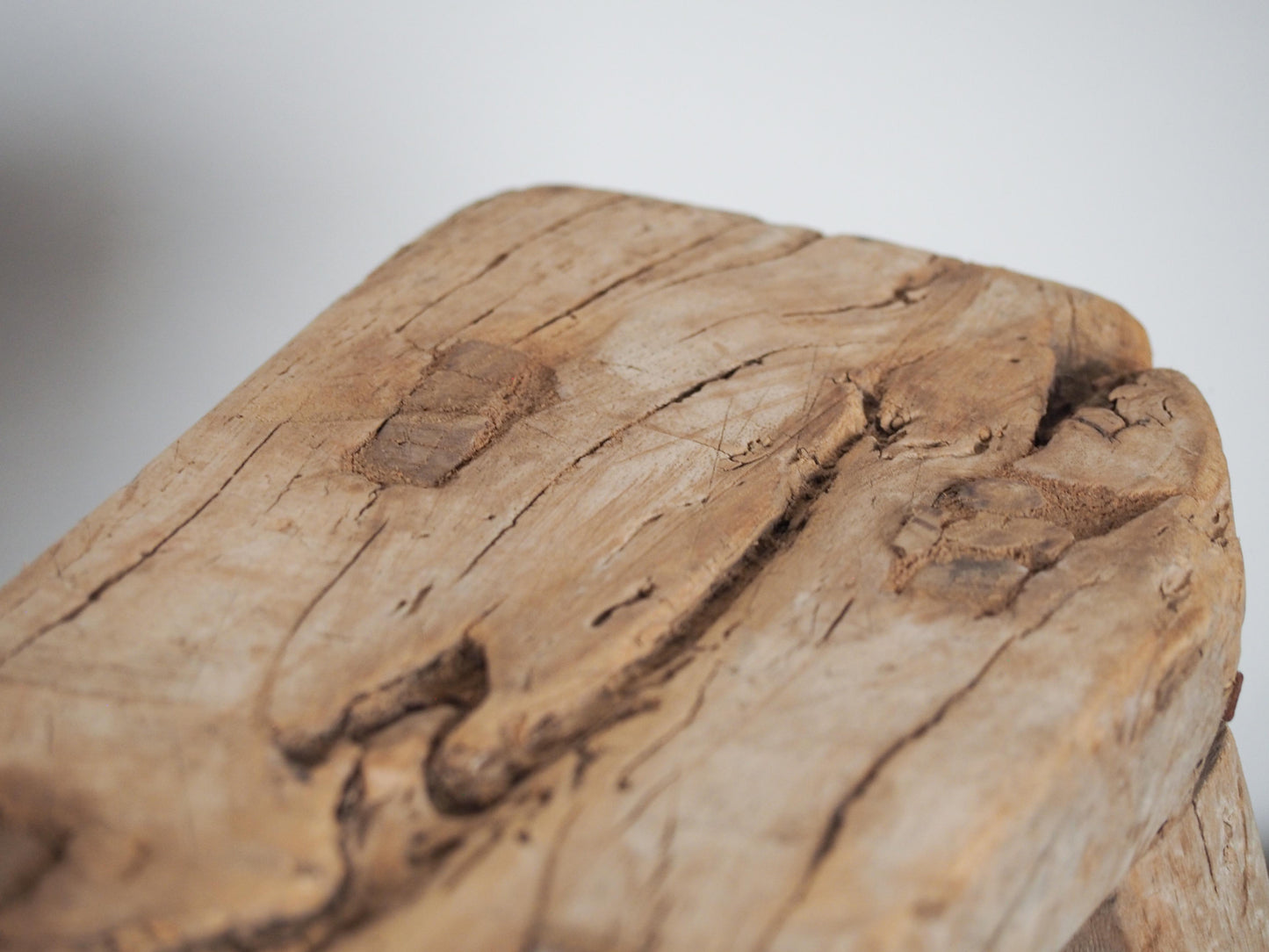 Antique Vintage Small Elm Rustic Wooden Farmhouse Stool / Milking Stool