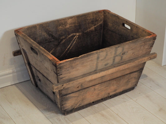 Vintage Antique French Wooden Box / Decorative Fire Storage / Toy Box