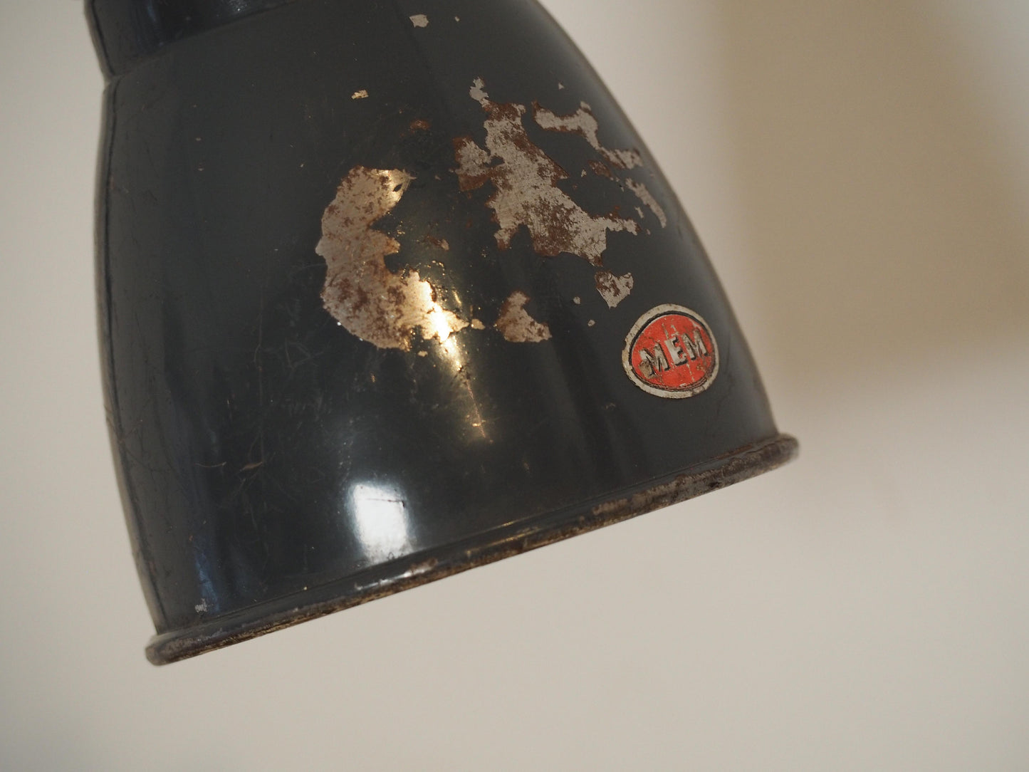 Vintage Black Industrial 'MEM' Angle-Poise Style Lamp on Solid Wooden Base