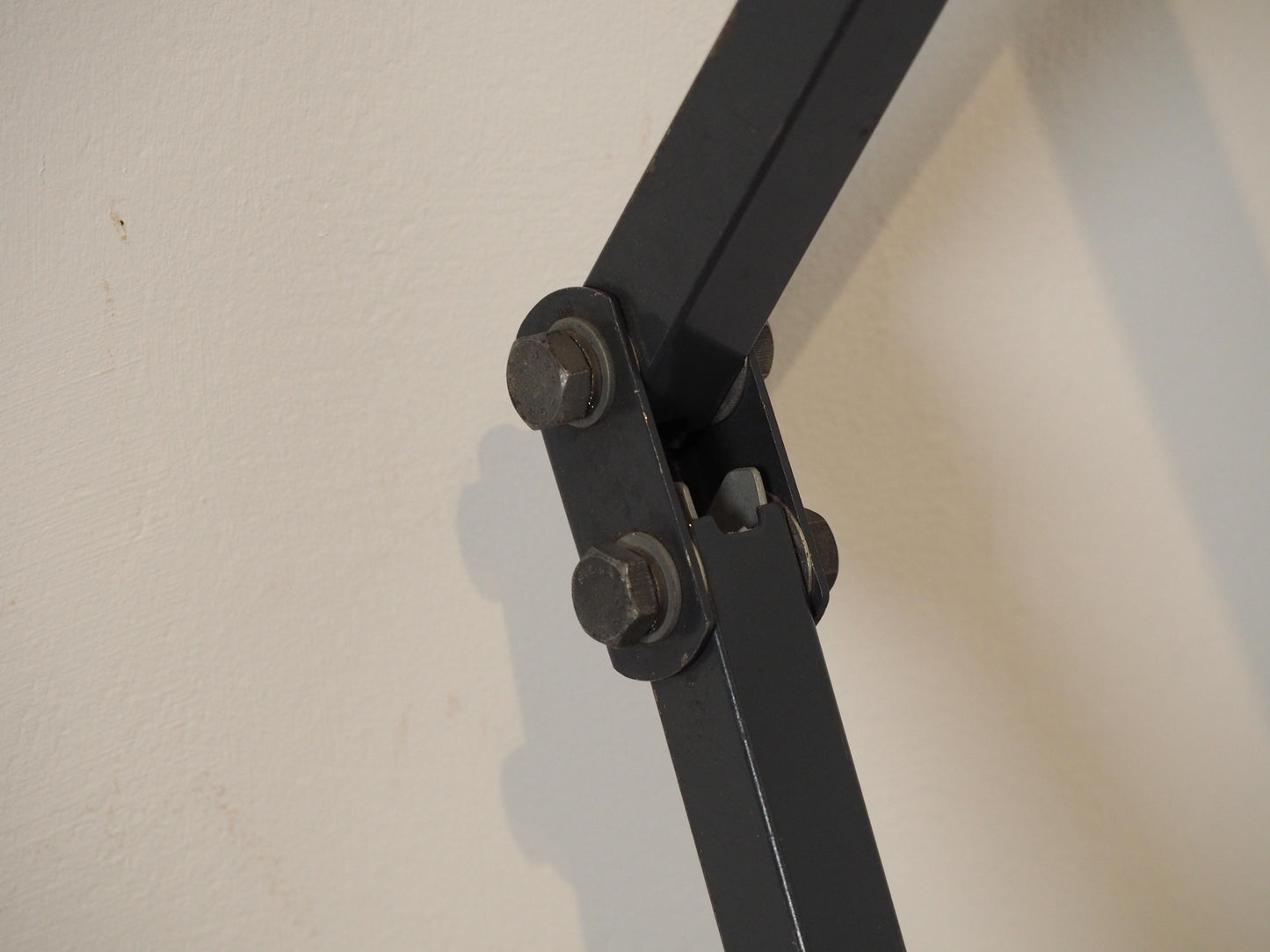 Vintage Black Industrial 'MEM' Angle-Poise Style Lamp on Solid Wooden Base