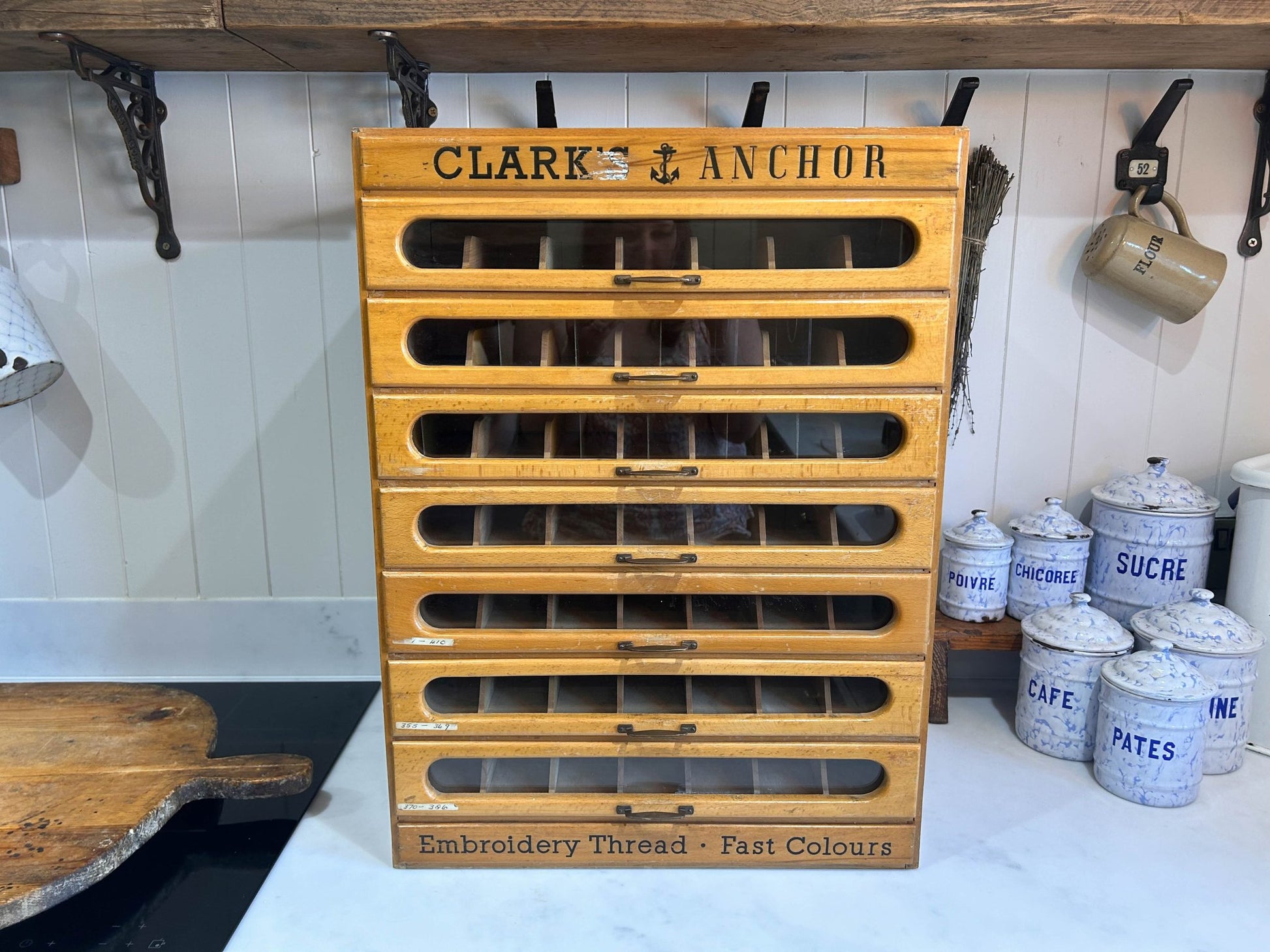 Clark's Anchor Cotton Haberdashery Advertising Drawers CabinetDust CollectorsDust Collectors