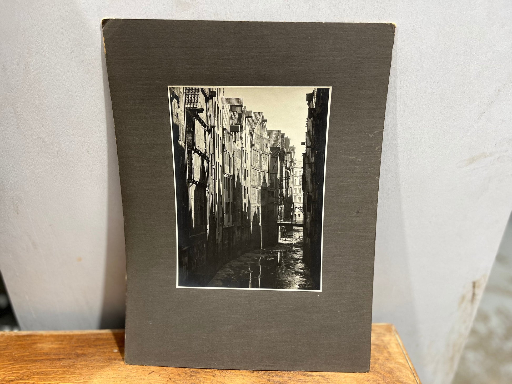 Set of 7 Silver Gelatin Black and White Photographic Prints of Hamburg on Card Circa 1930