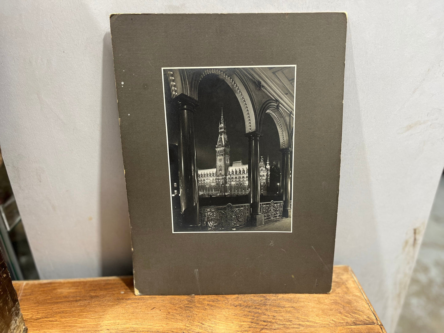 Set of 7 Silver Gelatin Black and White Photographic Prints of Hamburg on Card Circa 1930