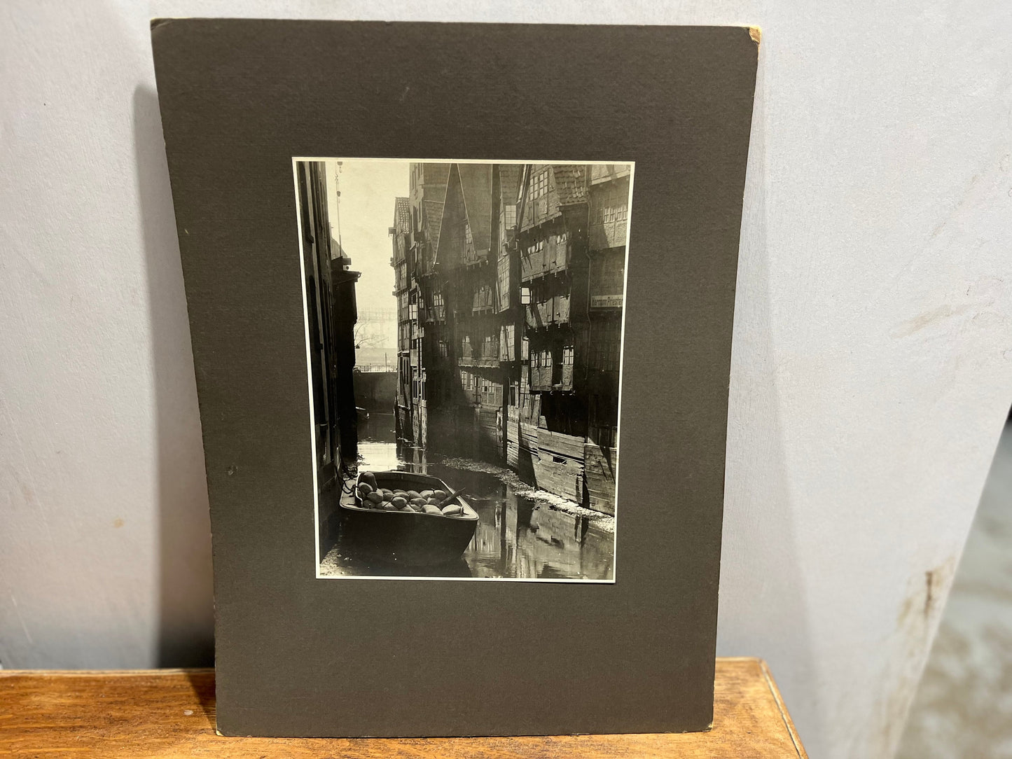 Set of 7 Silver Gelatin Black and White Photographic Prints of Hamburg on Card Circa 1930