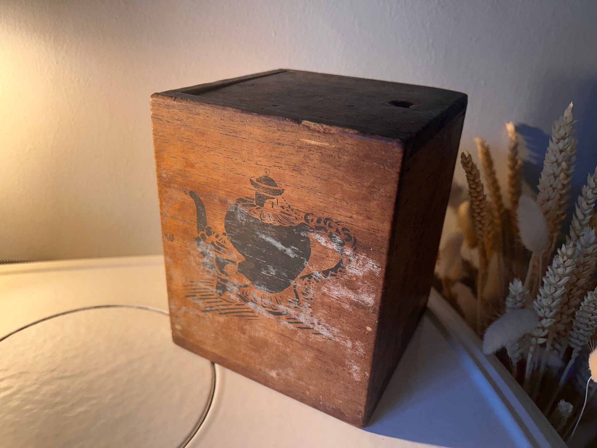 Rare Antique Vintage Tea Caddy Wooden Box Advertising Tea ChestDust CollectorsDust Collectors
