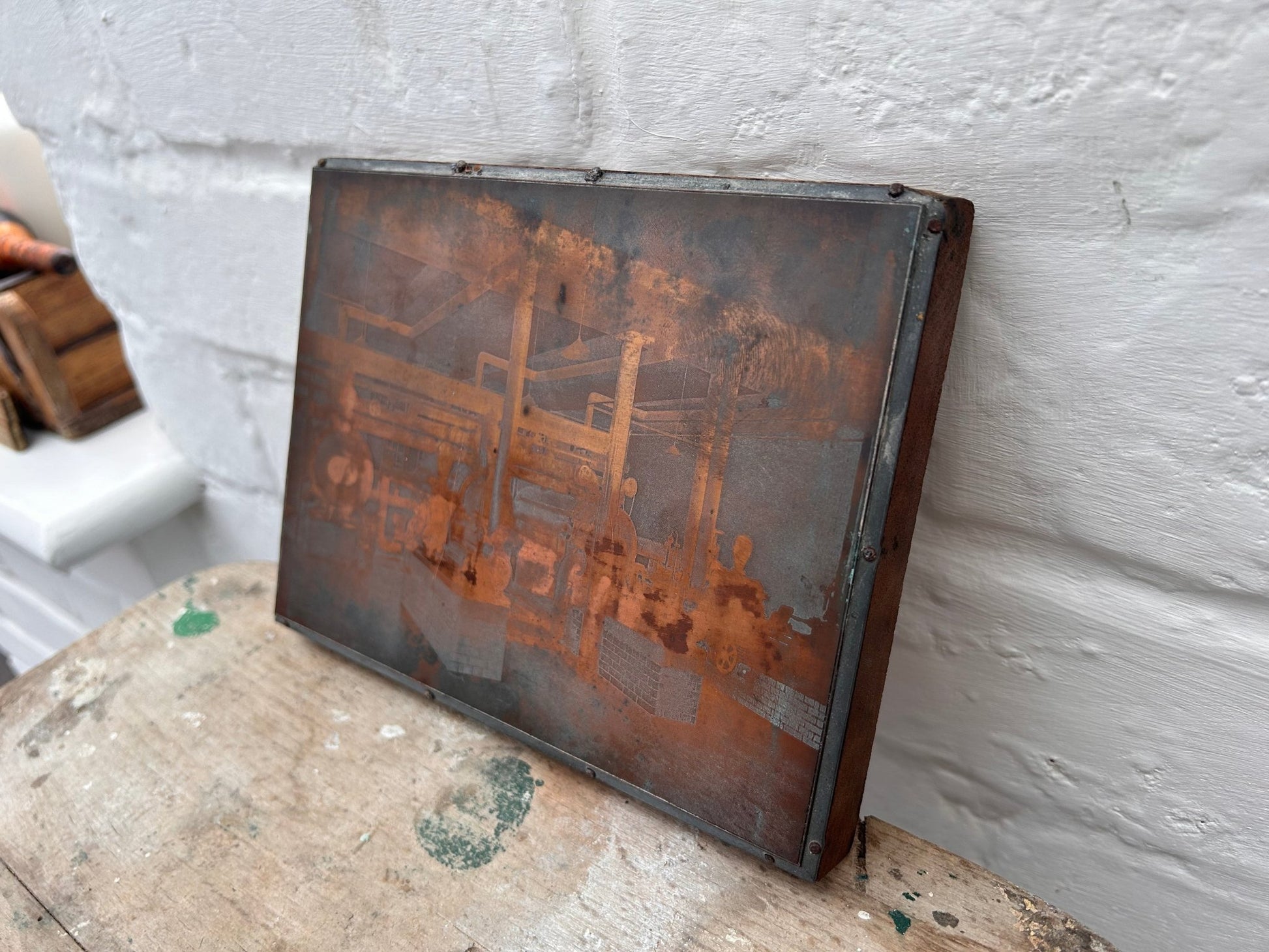Rare Vintage Antique Letterpress Printing Block Copper & WoodDust CollectorsDust Collectors