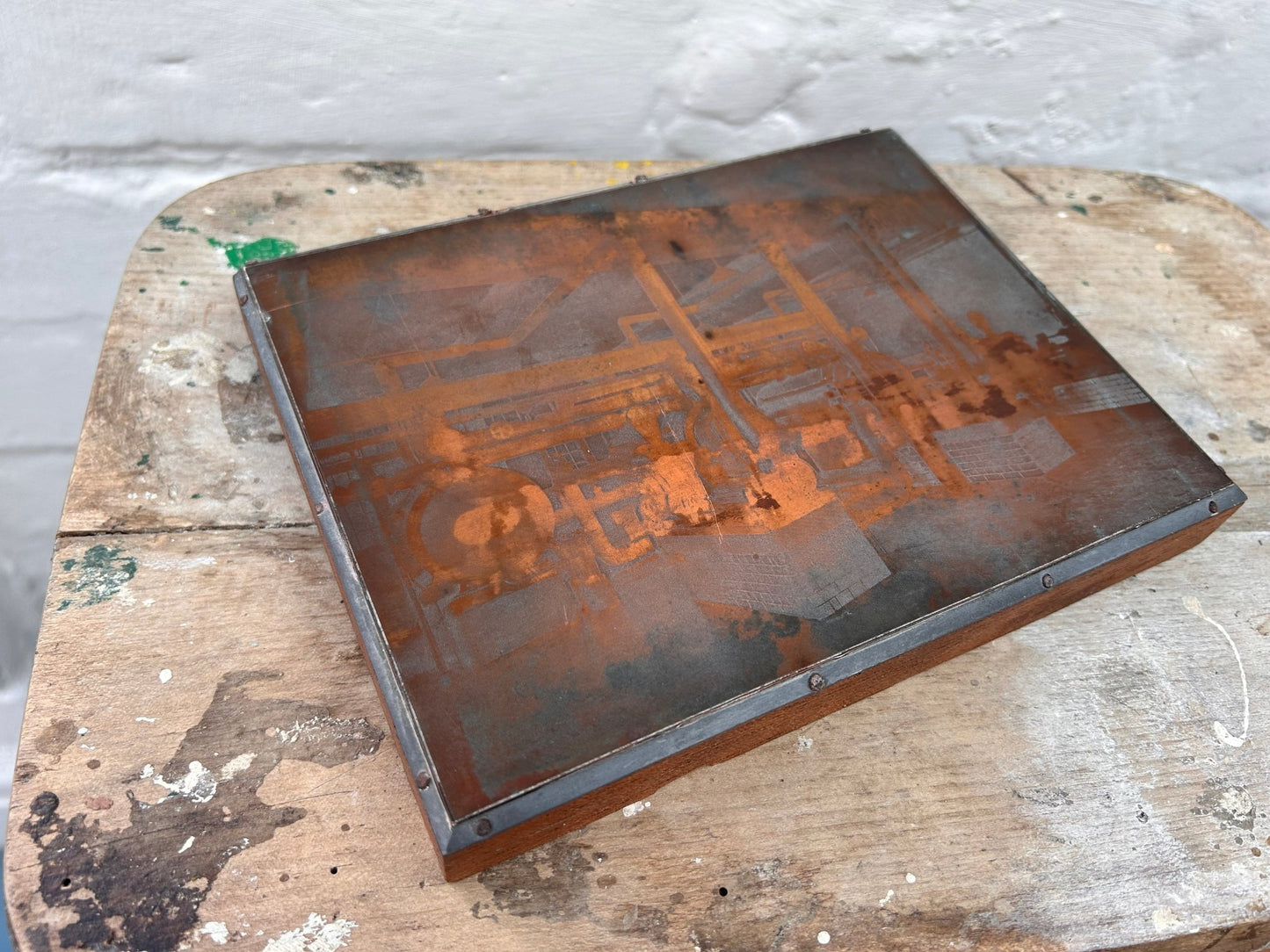 Rare Vintage Antique Letterpress Printing Block Copper & WoodDust CollectorsDust Collectors
