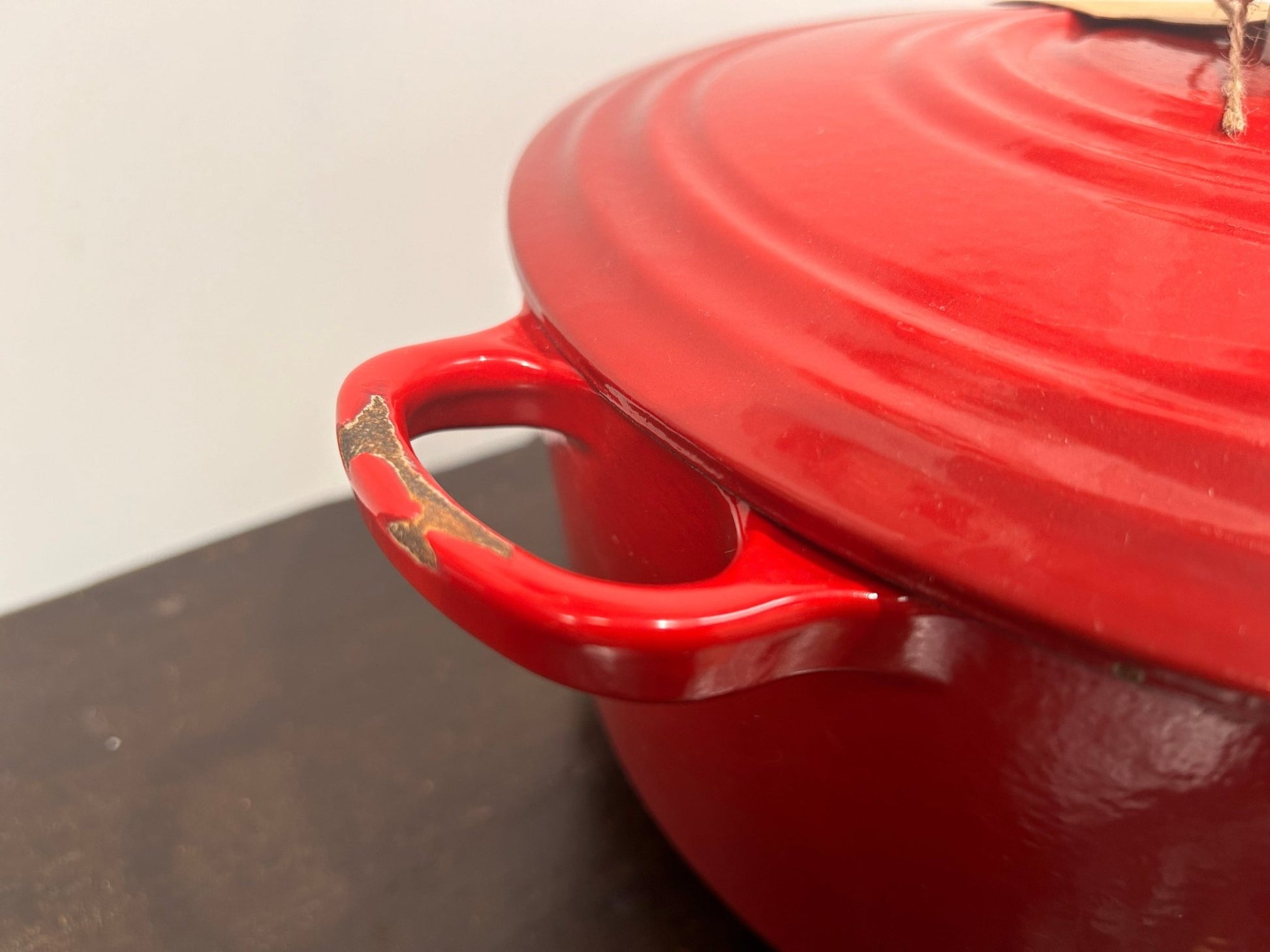 Red Cast Iron Round Cooking Pot with Lid and HandlesDust CollectorsDust Collectors