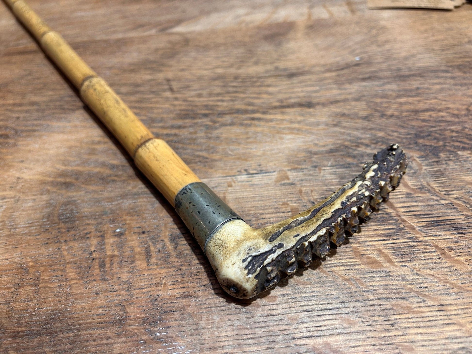 Victorian Antique Bamboo Riding Crop with Silver Mount and Antler HandleDust CollectorsDust Collectors