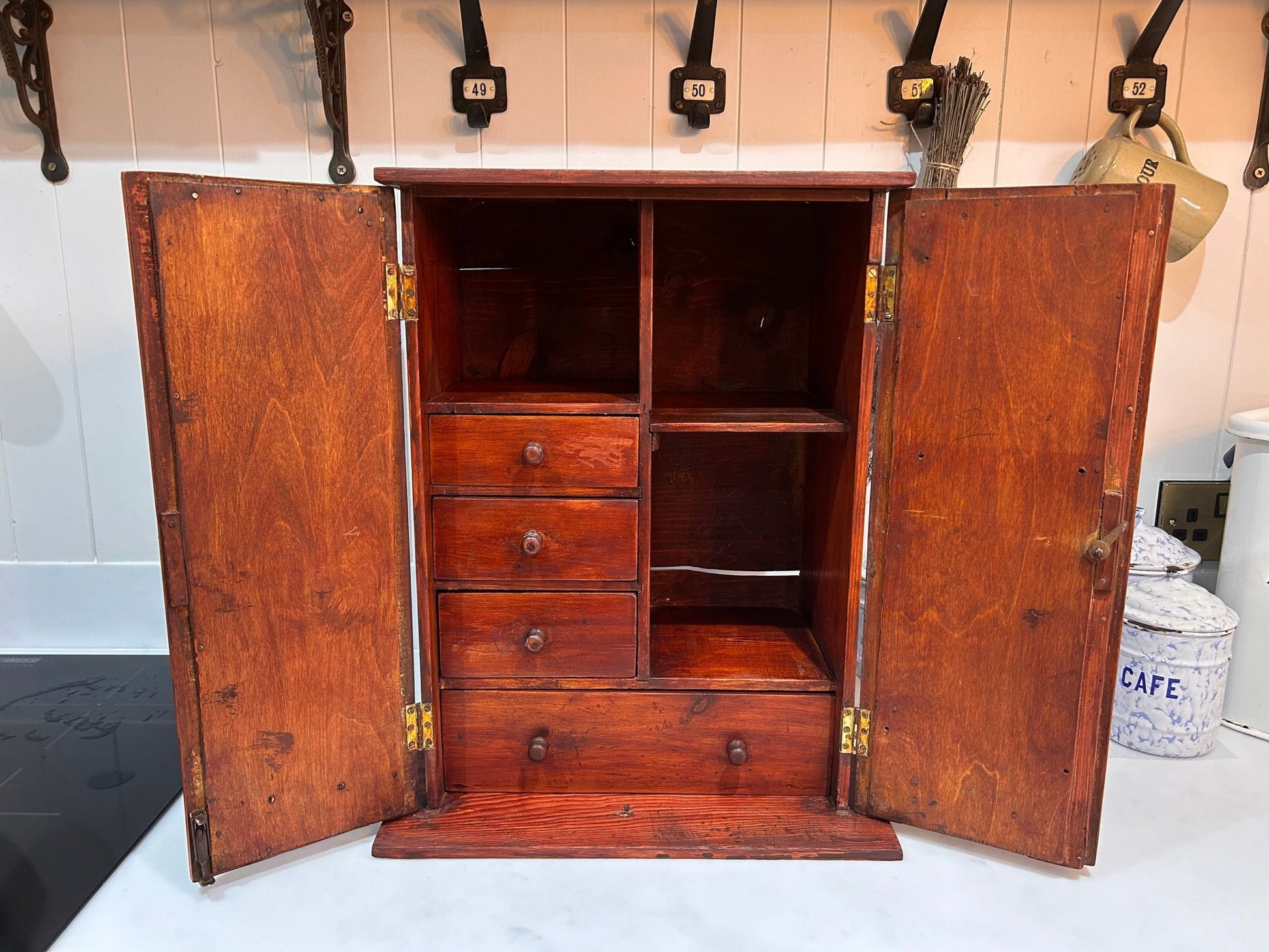Vintage Stained Pine Apprentice Style Toolmakers Wooden ChestDust CollectorsDust Collectors
