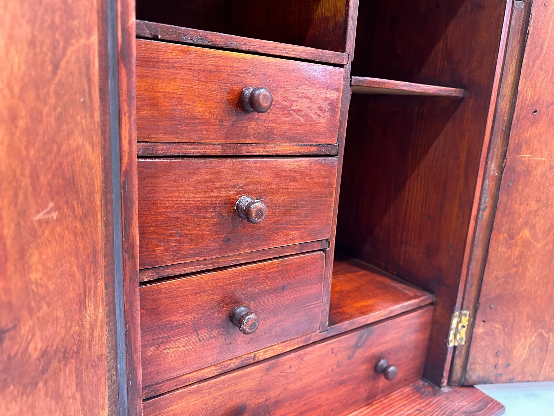 Vintage Stained Pine Apprentice Style Toolmakers Wooden ChestDust CollectorsDust Collectors
