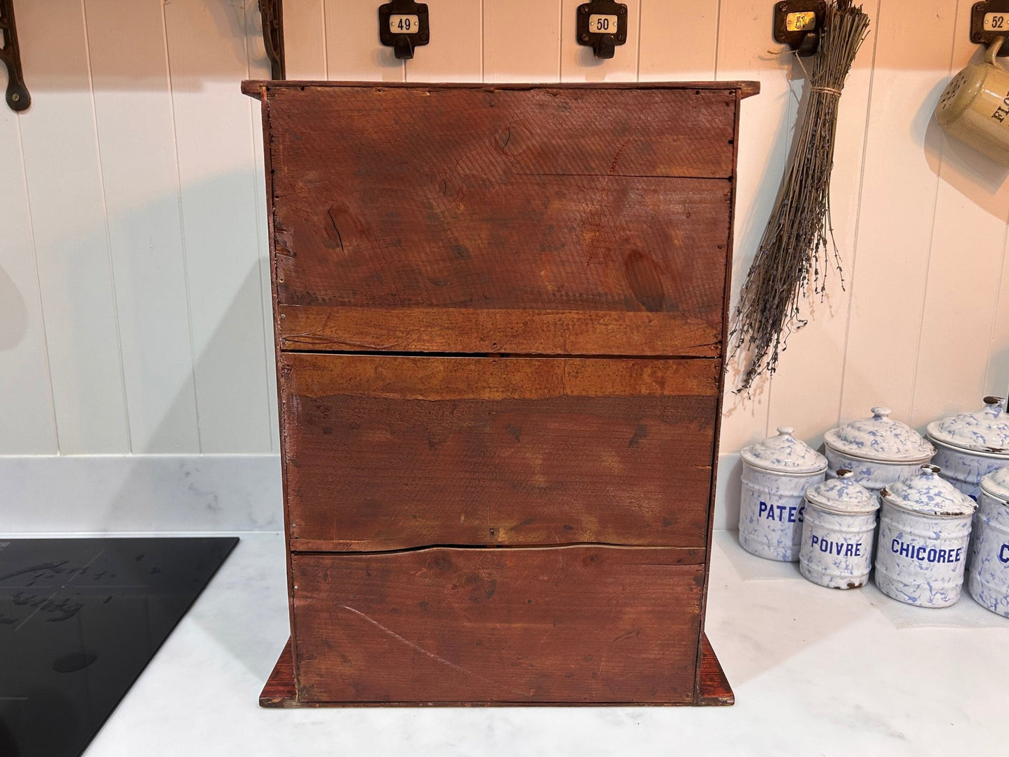 Vintage Stained Pine Apprentice Style Toolmakers Wooden ChestDust CollectorsDust Collectors