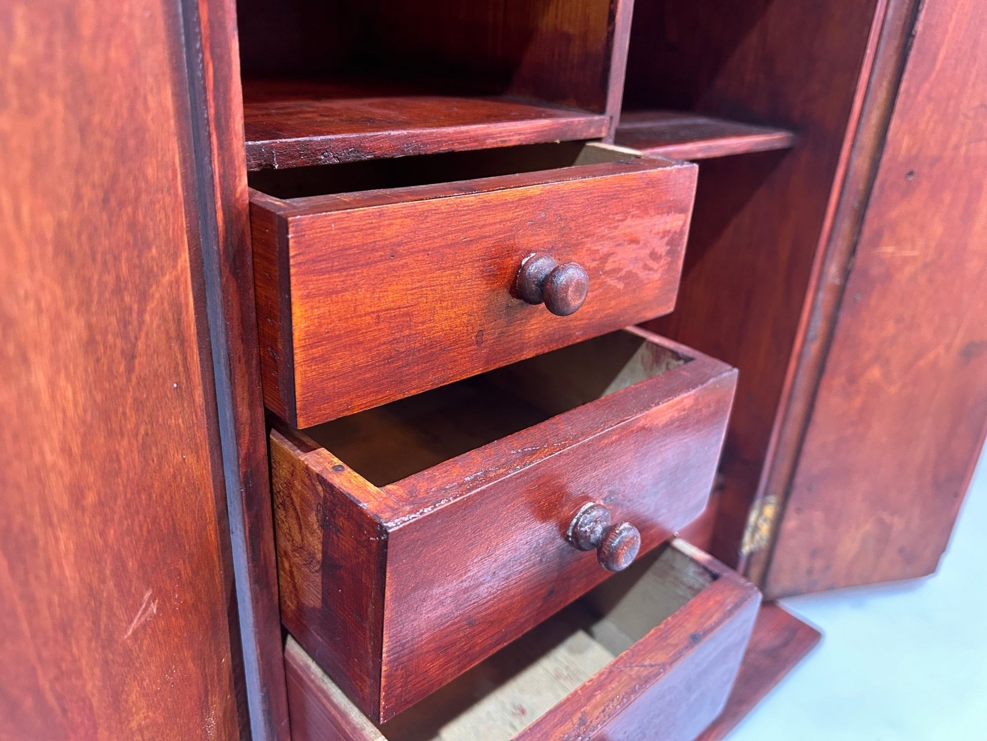 Vintage Stained Pine Apprentice Style Toolmakers Wooden ChestDust CollectorsDust Collectors