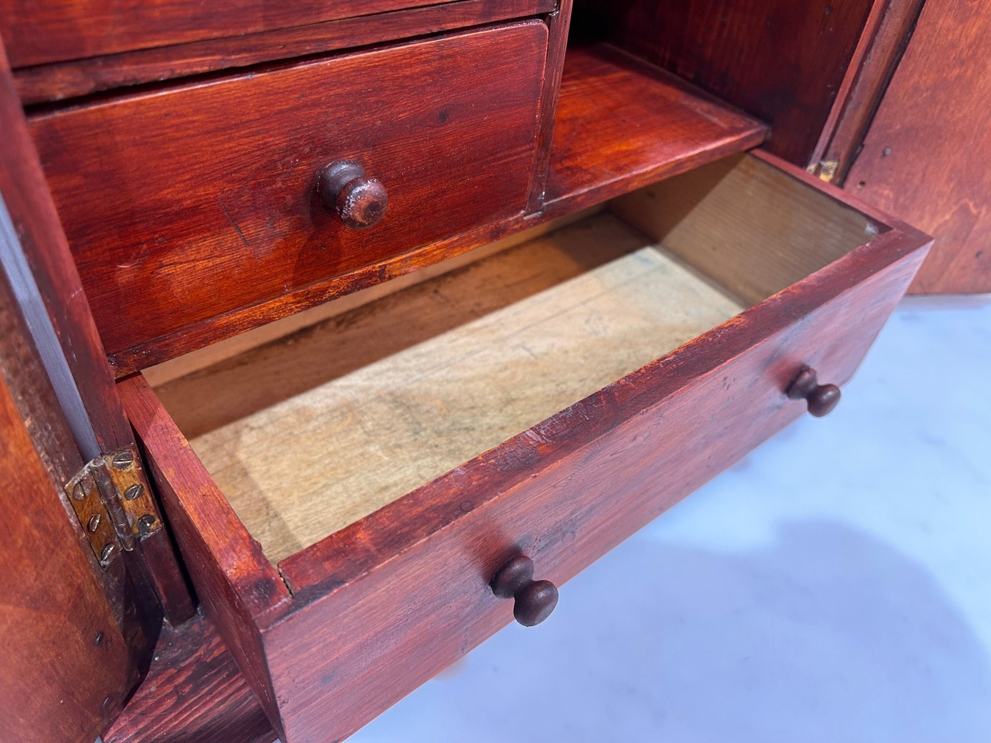 Vintage Stained Pine Apprentice Style Toolmakers Wooden ChestDust CollectorsDust Collectors