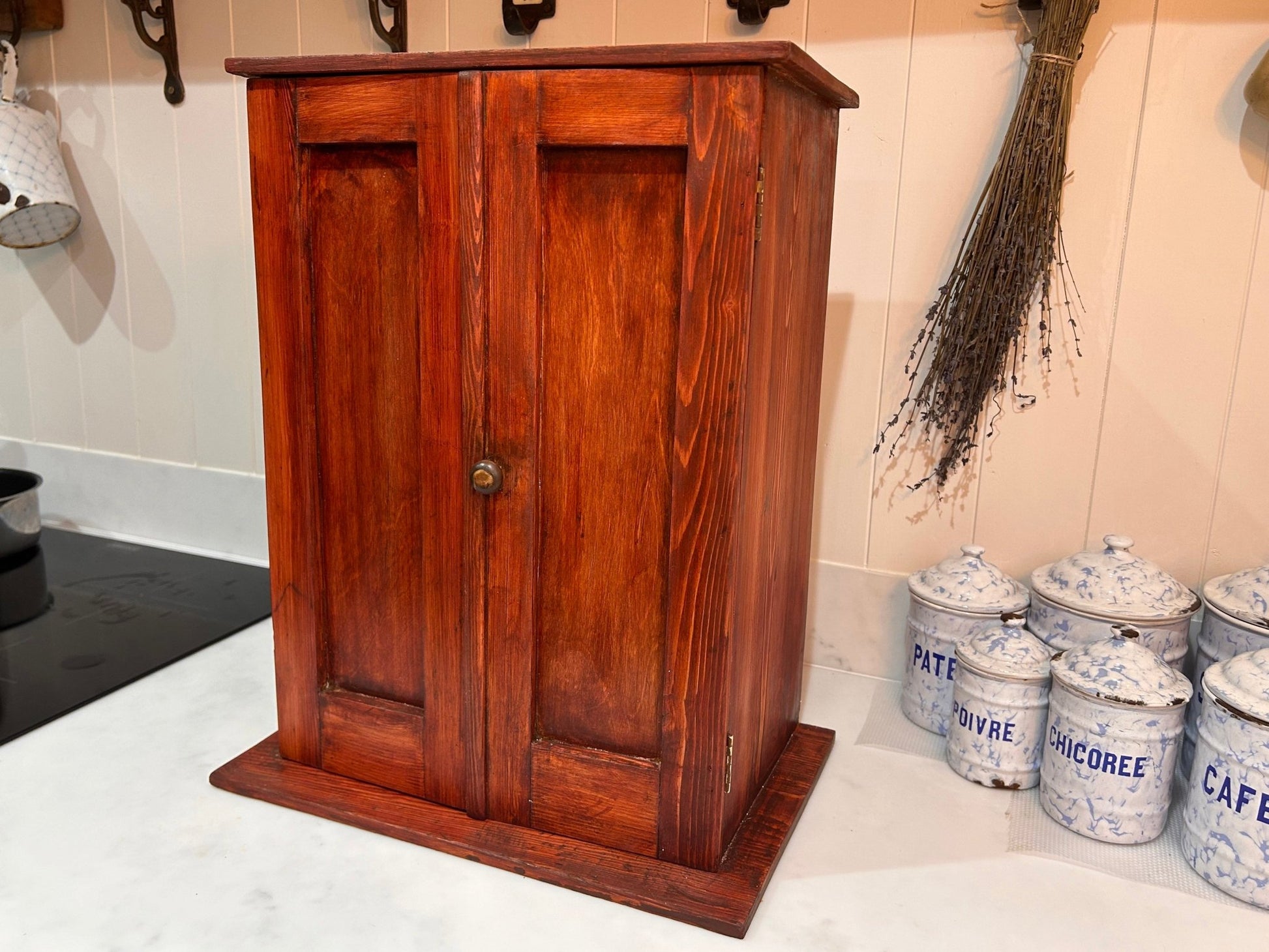 Vintage Stained Pine Apprentice Style Toolmakers Wooden ChestDust CollectorsDust Collectors